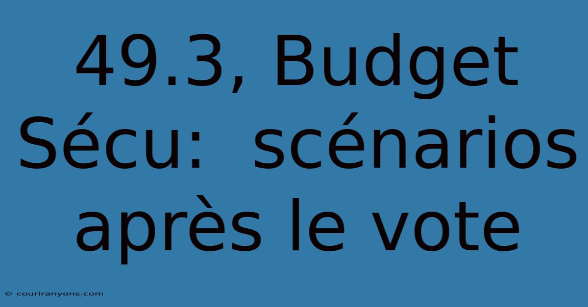 49.3, Budget Sécu:  Scénarios Après Le Vote