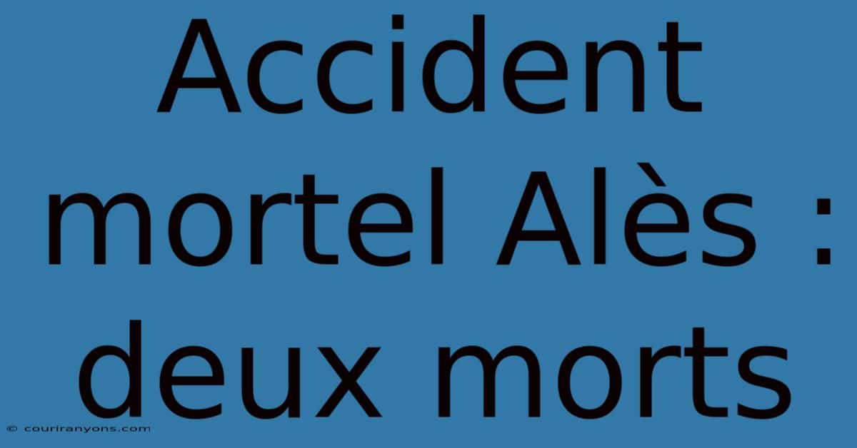 Accident Mortel Alès : Deux Morts