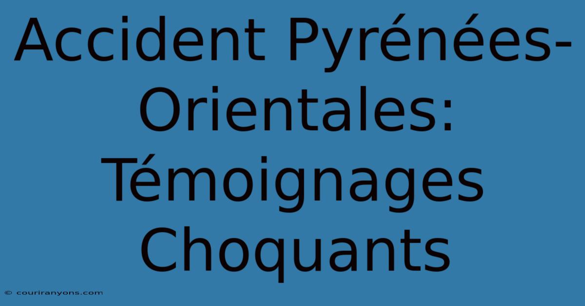 Accident Pyrénées-Orientales: Témoignages Choquants