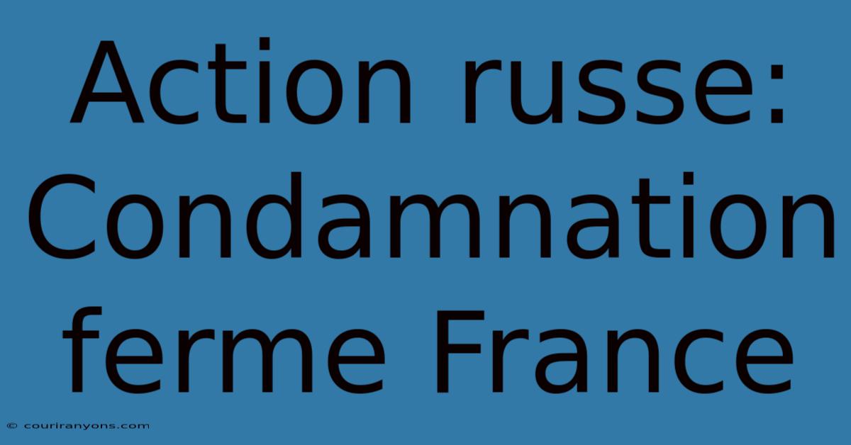 Action Russe: Condamnation Ferme France