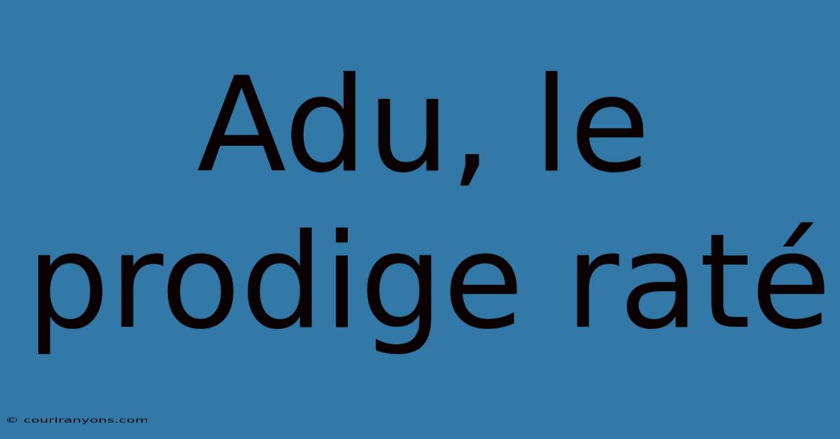 Adu, Le Prodige Raté