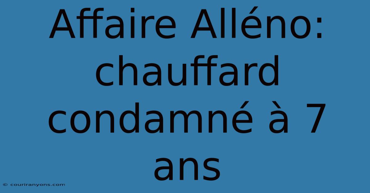 Affaire Alléno: Chauffard Condamné À 7 Ans