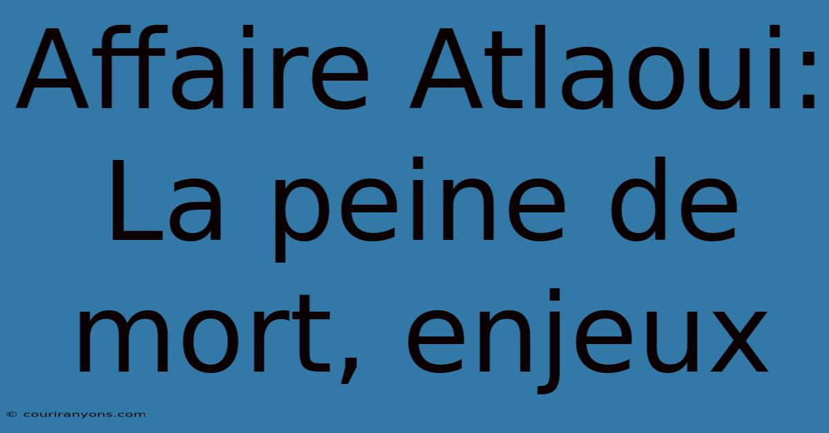 Affaire Atlaoui: La Peine De Mort, Enjeux