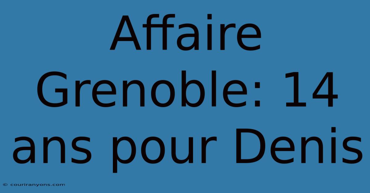 Affaire Grenoble: 14 Ans Pour Denis