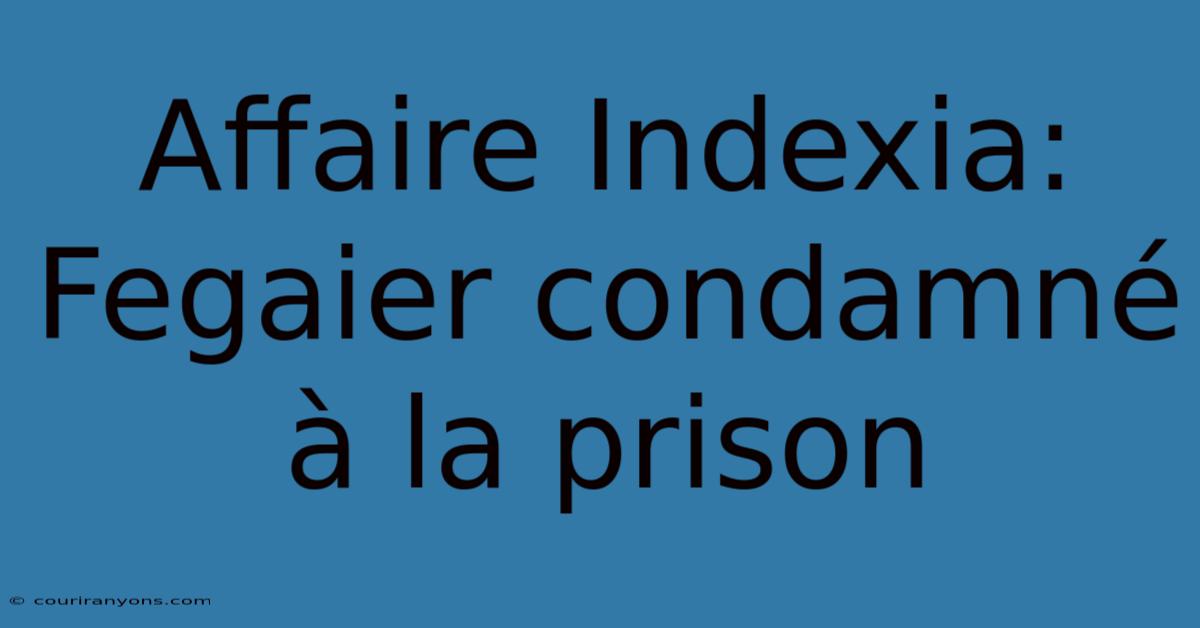 Affaire Indexia: Fegaier Condamné À La Prison