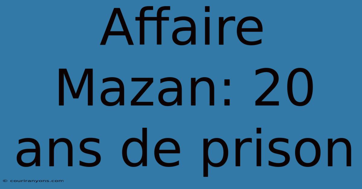 Affaire Mazan: 20 Ans De Prison