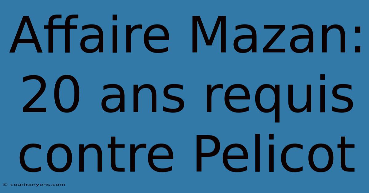 Affaire Mazan: 20 Ans Requis Contre Pelicot