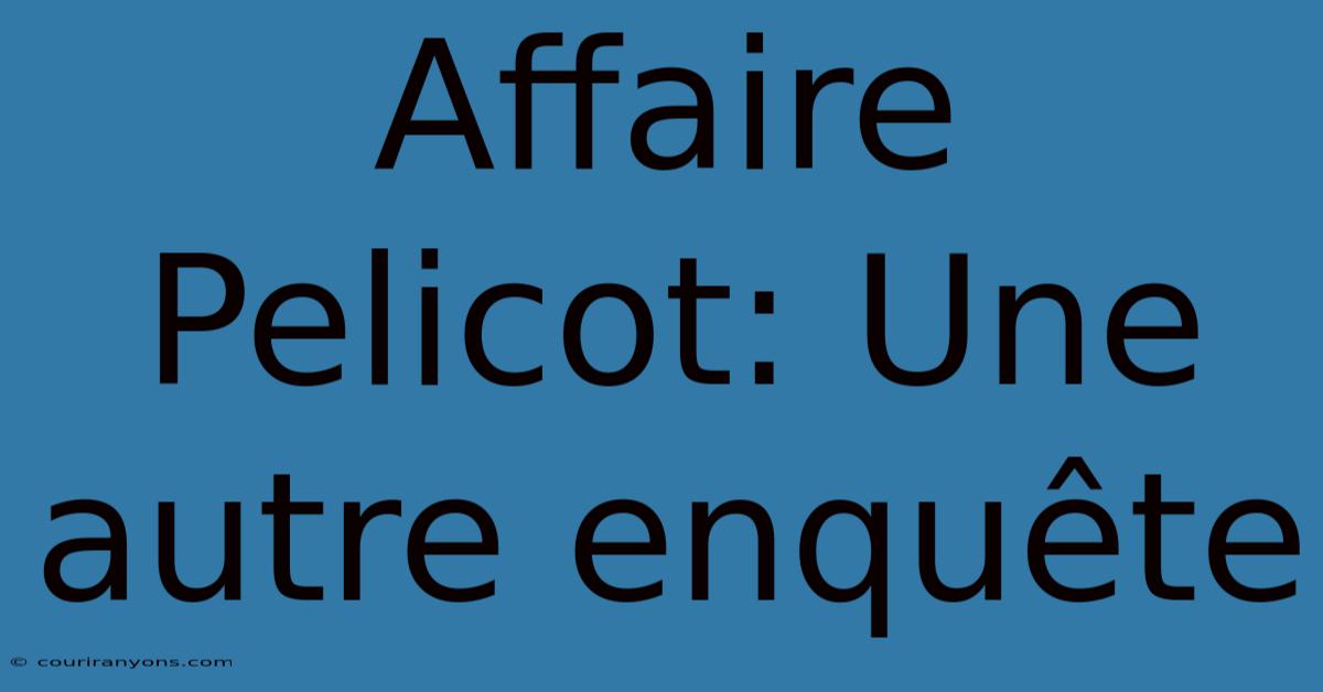 Affaire Pelicot: Une Autre Enquête