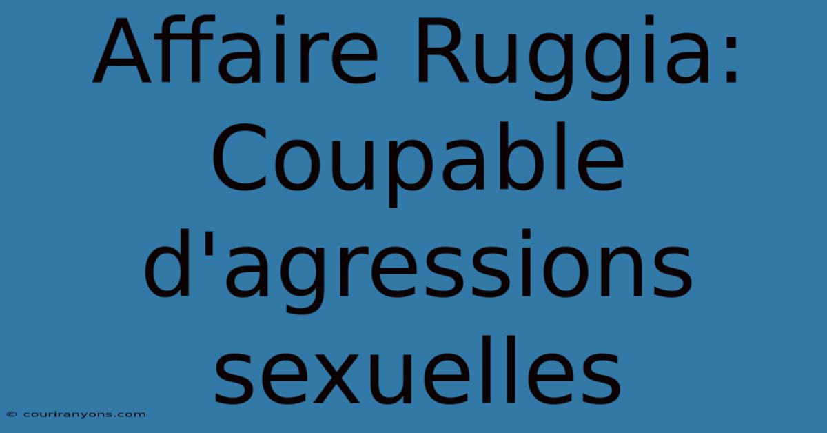 Affaire Ruggia: Coupable D'agressions Sexuelles