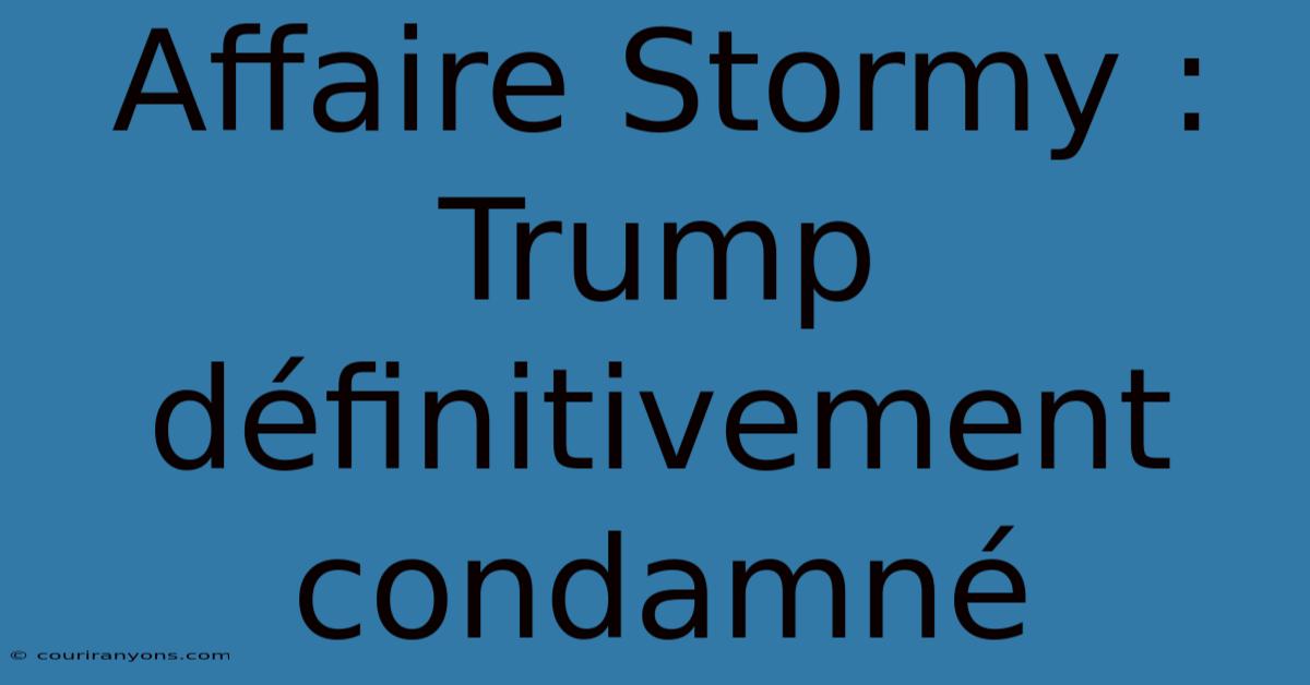 Affaire Stormy : Trump Définitivement Condamné