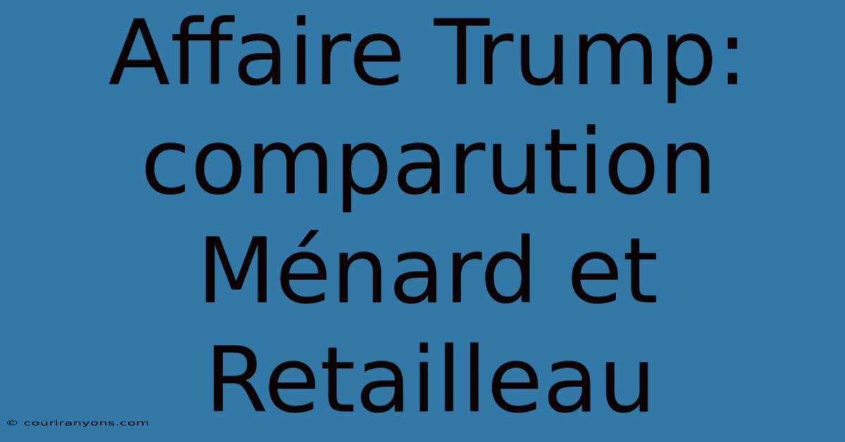 Affaire Trump: Comparution Ménard Et Retailleau