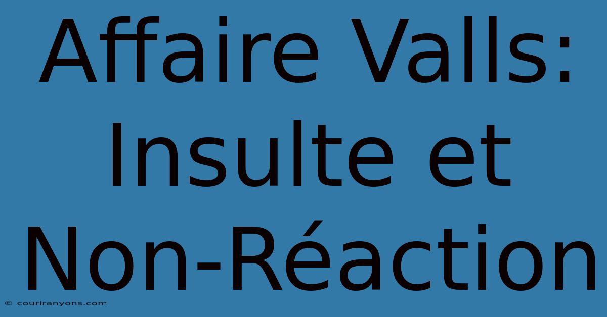 Affaire Valls: Insulte Et Non-Réaction