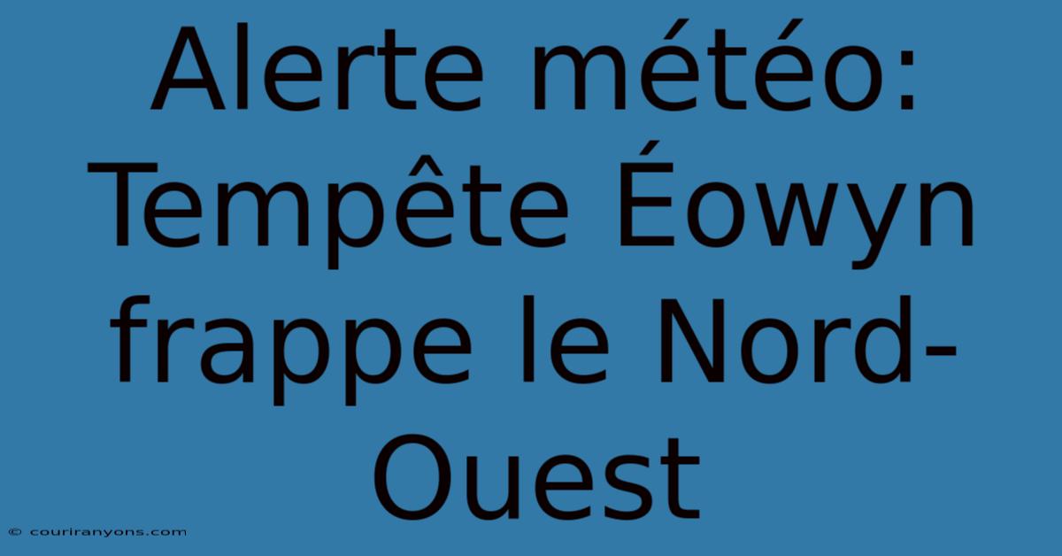 Alerte Météo: Tempête Éowyn Frappe Le Nord-Ouest