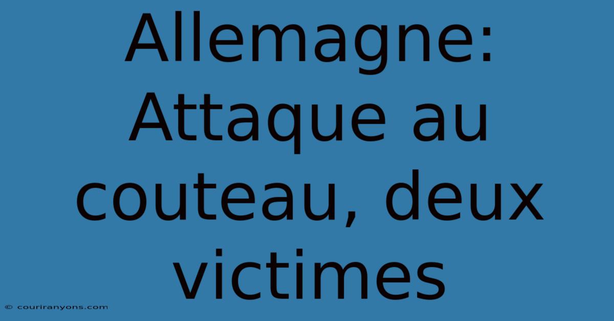 Allemagne: Attaque Au Couteau, Deux Victimes