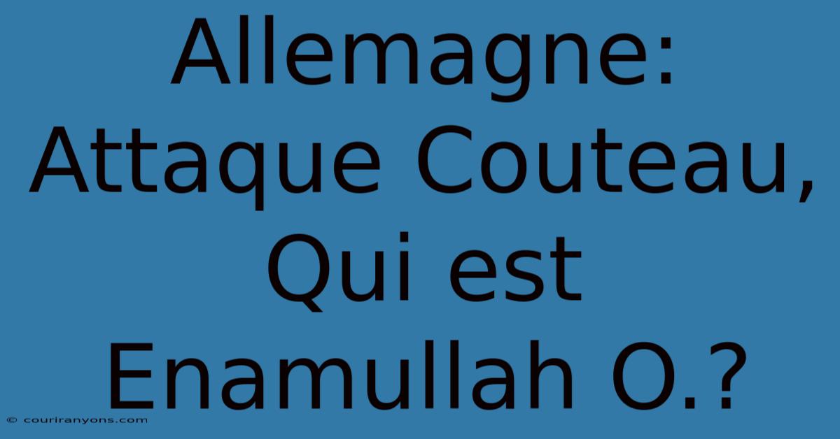 Allemagne: Attaque Couteau, Qui Est Enamullah O.?