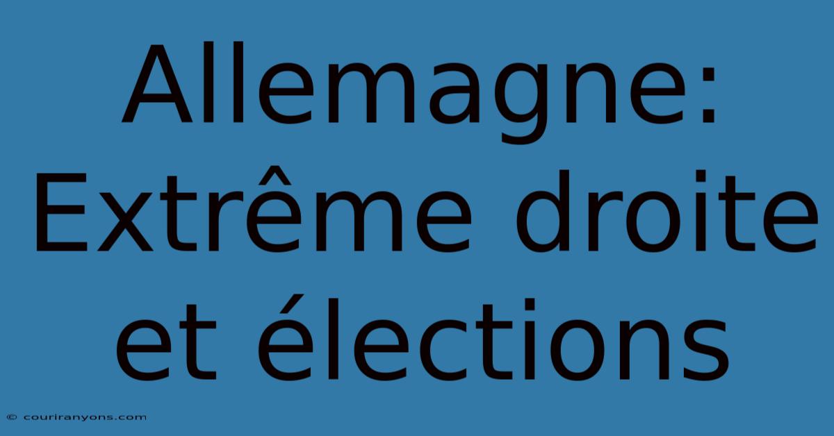 Allemagne: Extrême Droite Et Élections