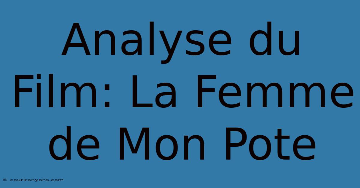 Analyse Du Film: La Femme De Mon Pote