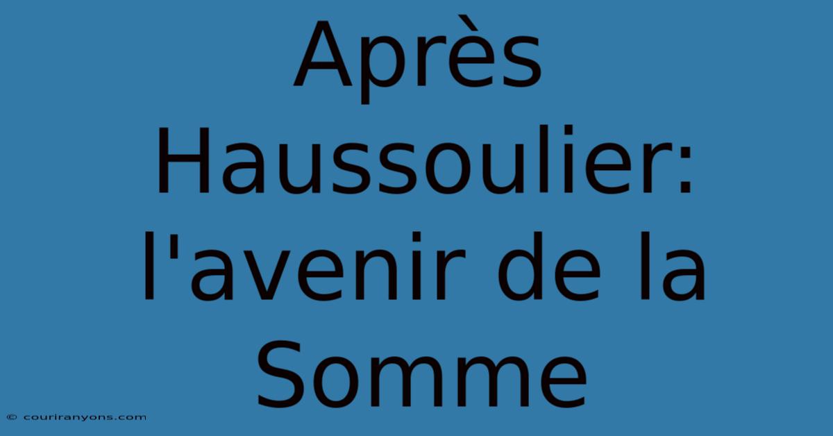 Après Haussoulier:  L'avenir De La Somme