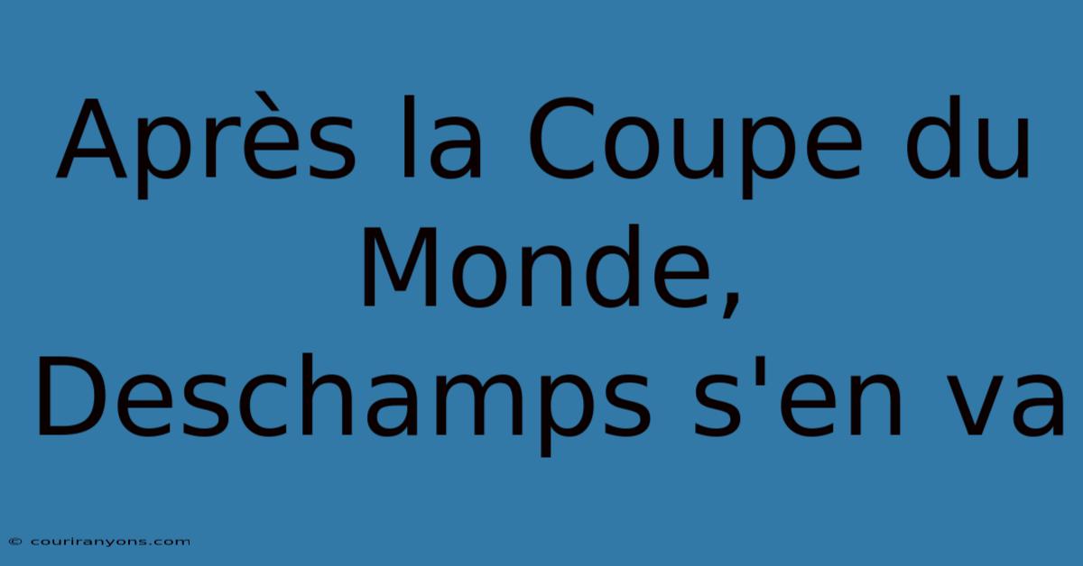 Après La Coupe Du Monde, Deschamps S'en Va