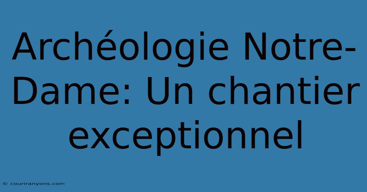 Archéologie Notre-Dame: Un Chantier Exceptionnel