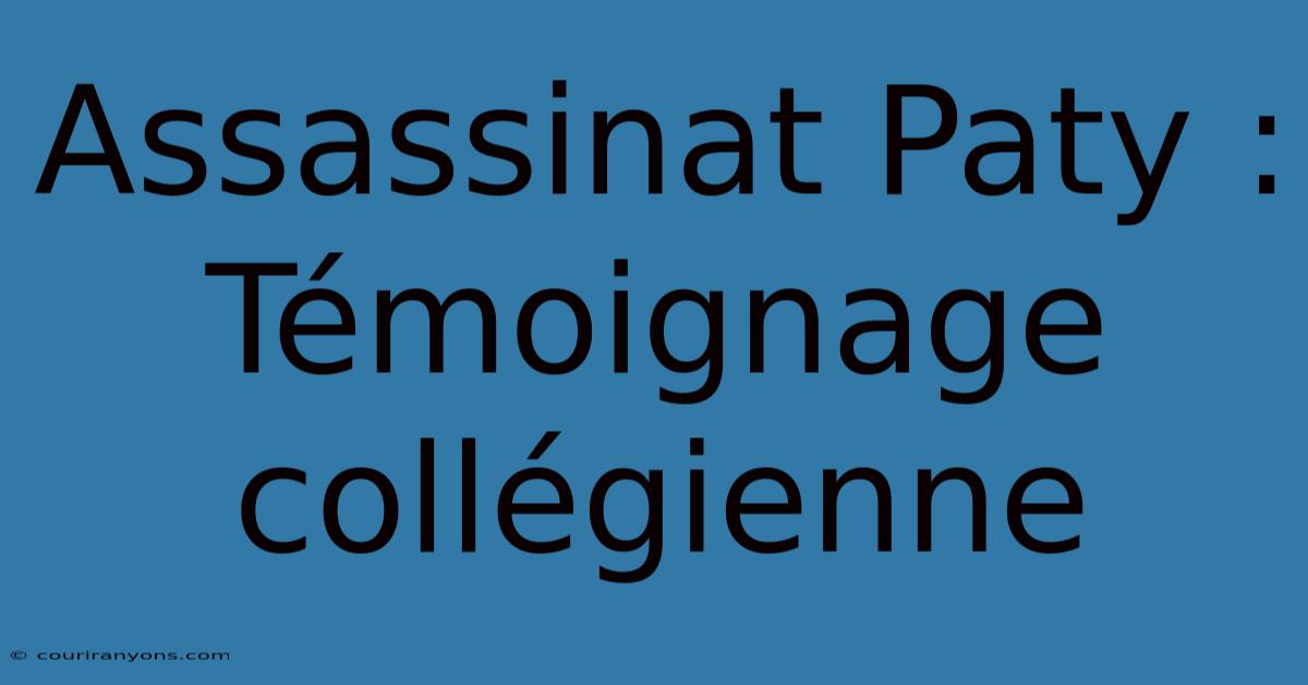 Assassinat Paty : Témoignage Collégienne