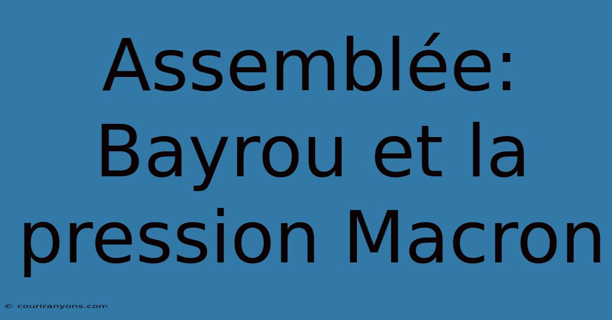 Assemblée: Bayrou Et La Pression Macron