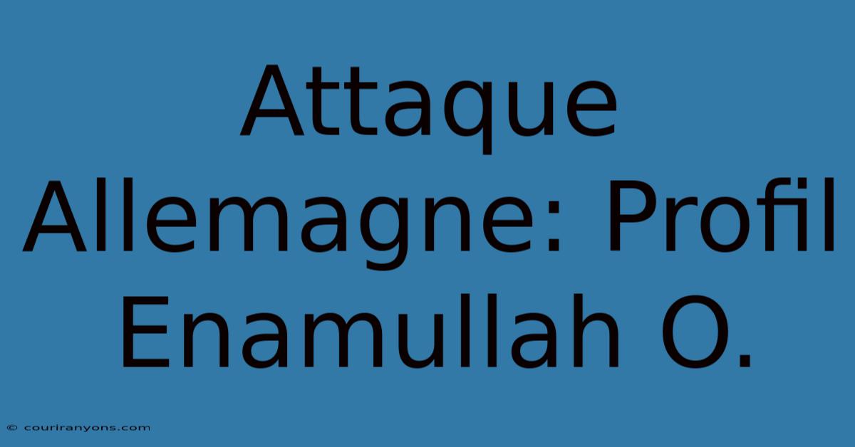 Attaque Allemagne: Profil Enamullah O.