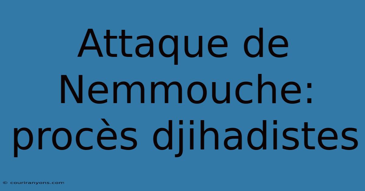 Attaque De Nemmouche: Procès Djihadistes