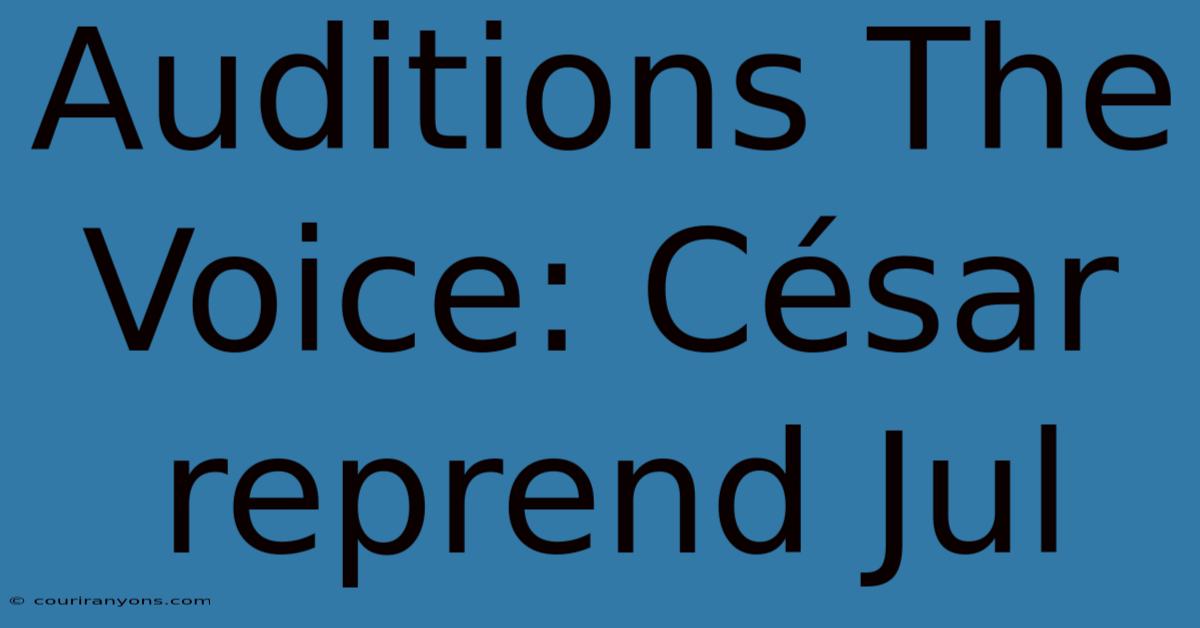 Auditions The Voice: César Reprend Jul