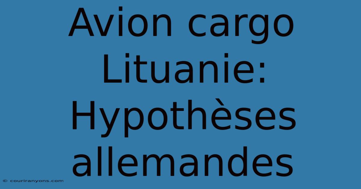 Avion Cargo Lituanie: Hypothèses Allemandes