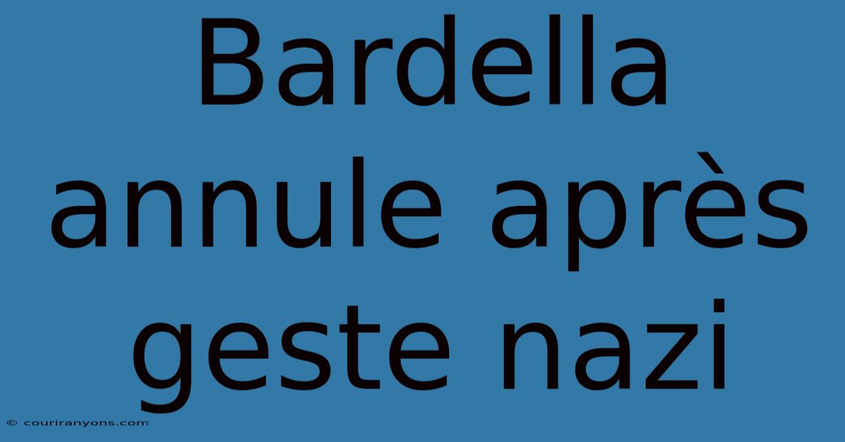 Bardella Annule Après Geste Nazi