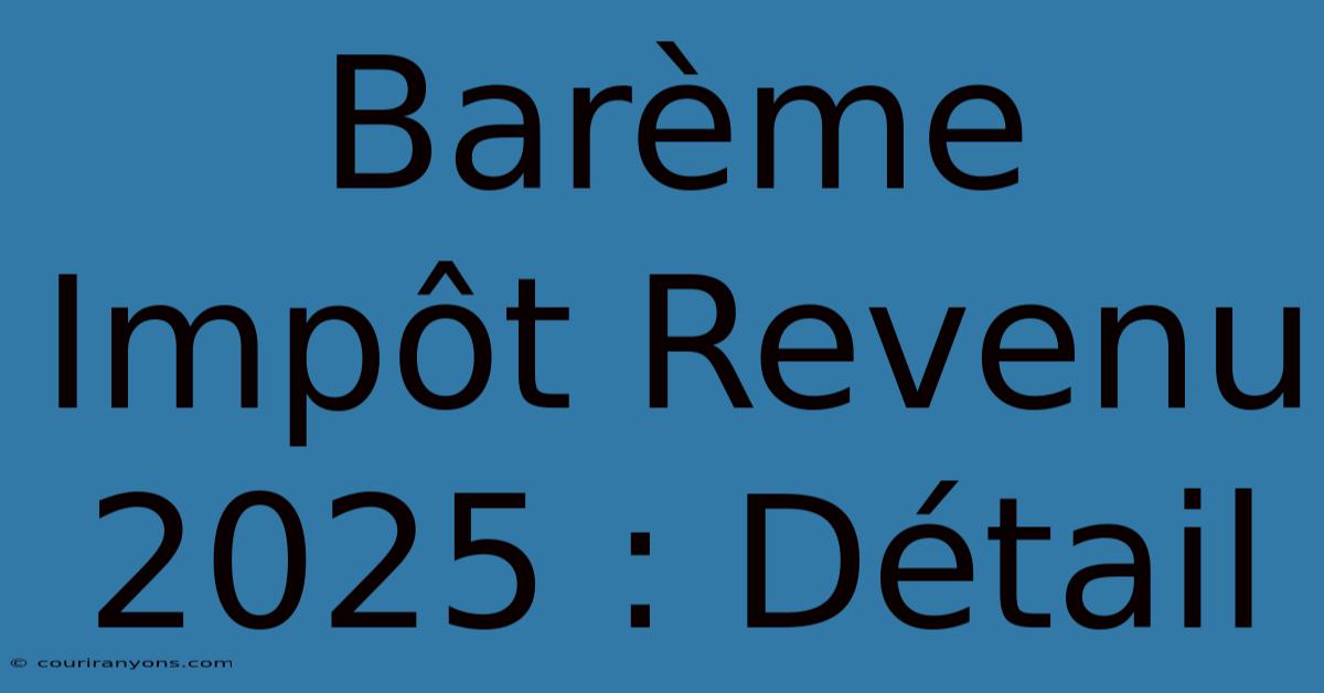 Barème Impôt Revenu 2025 : Détail