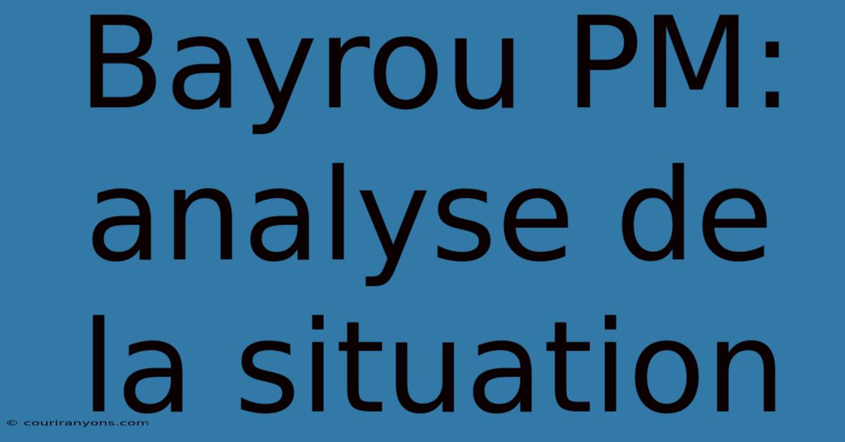 Bayrou PM: Analyse De La Situation