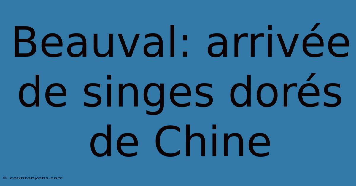 Beauval: Arrivée De Singes Dorés De Chine