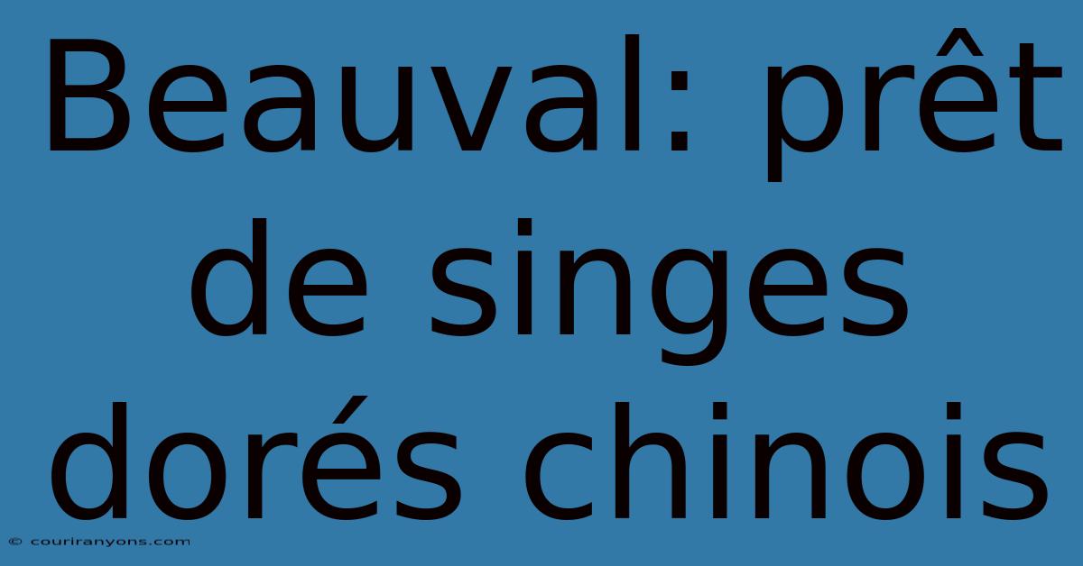 Beauval: Prêt De Singes Dorés Chinois