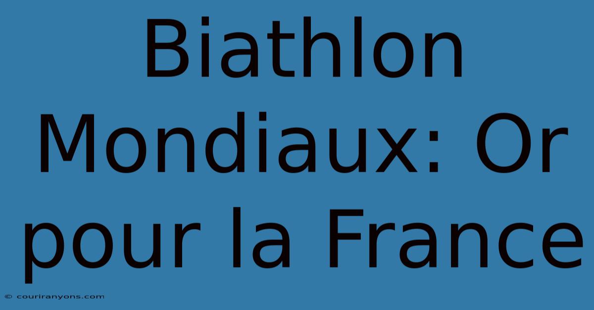 Biathlon Mondiaux: Or Pour La France