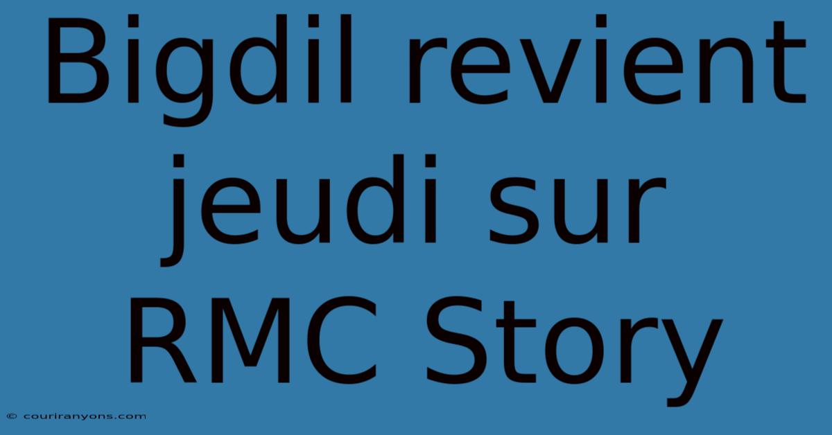 Bigdil Revient Jeudi Sur RMC Story