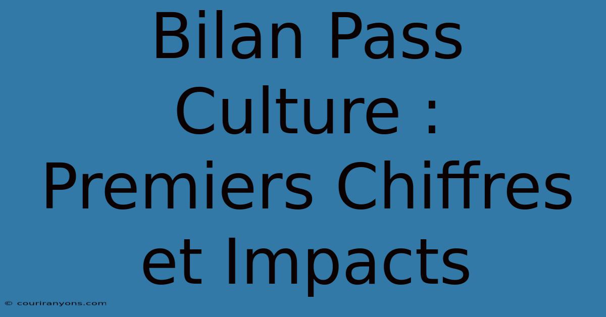 Bilan Pass Culture :  Premiers Chiffres Et Impacts