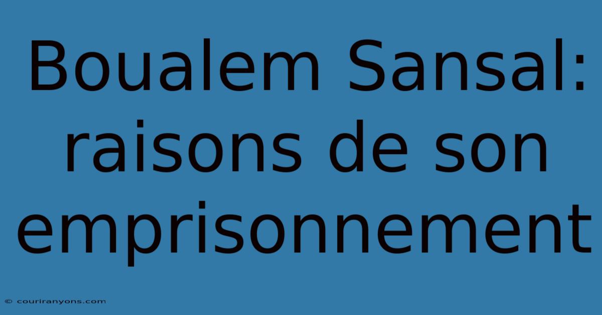 Boualem Sansal: Raisons De Son Emprisonnement