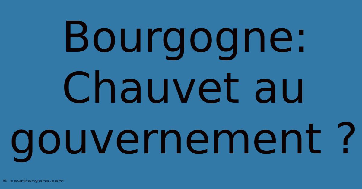 Bourgogne:  Chauvet Au Gouvernement ?