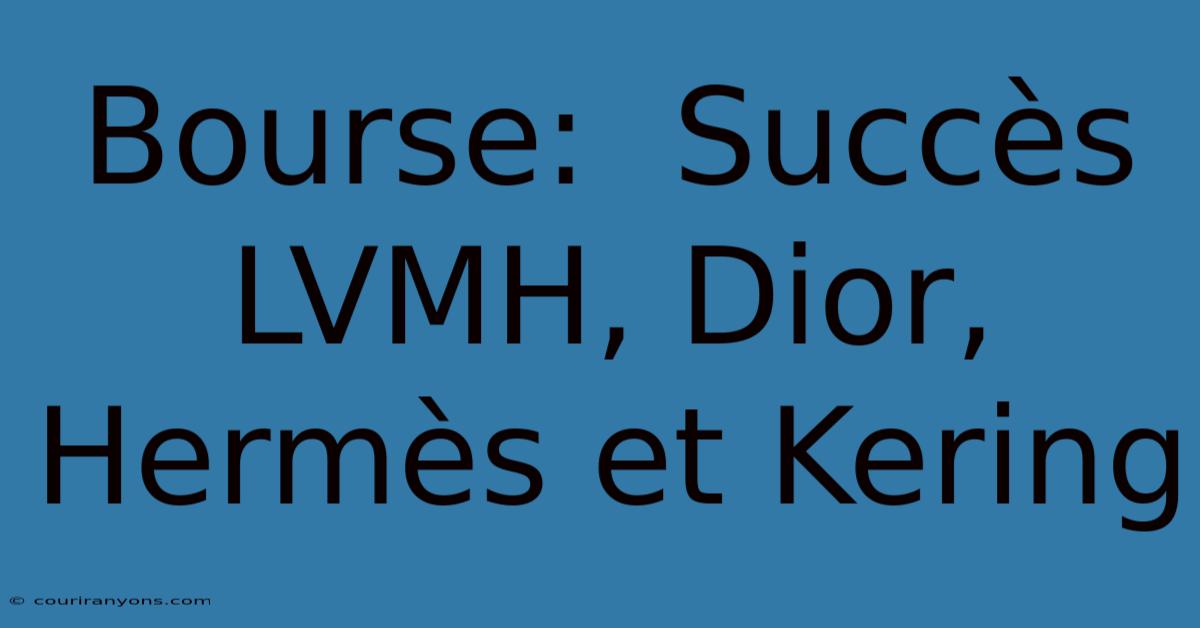 Bourse:  Succès LVMH, Dior, Hermès Et Kering