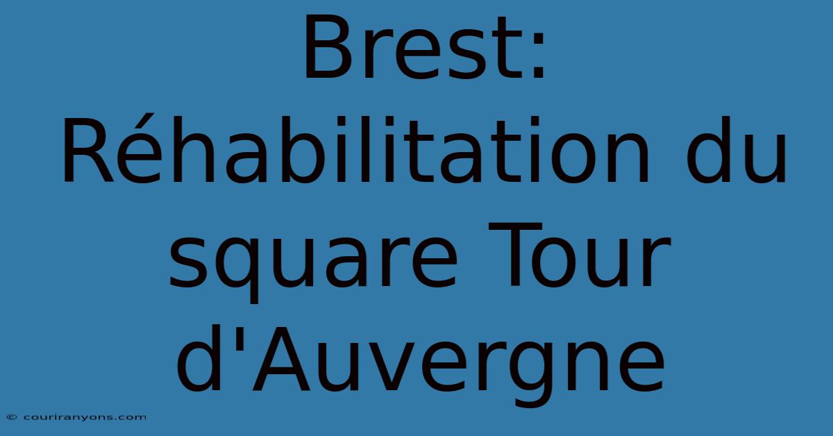 Brest: Réhabilitation Du Square Tour D'Auvergne