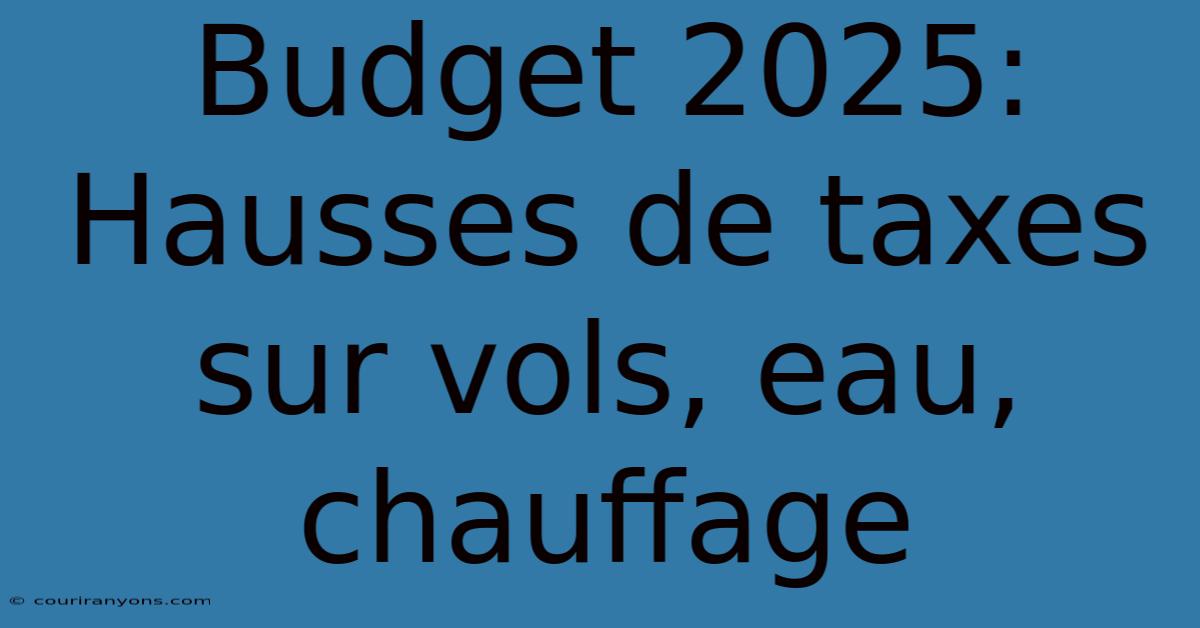 Budget 2025: Hausses De Taxes Sur Vols, Eau, Chauffage