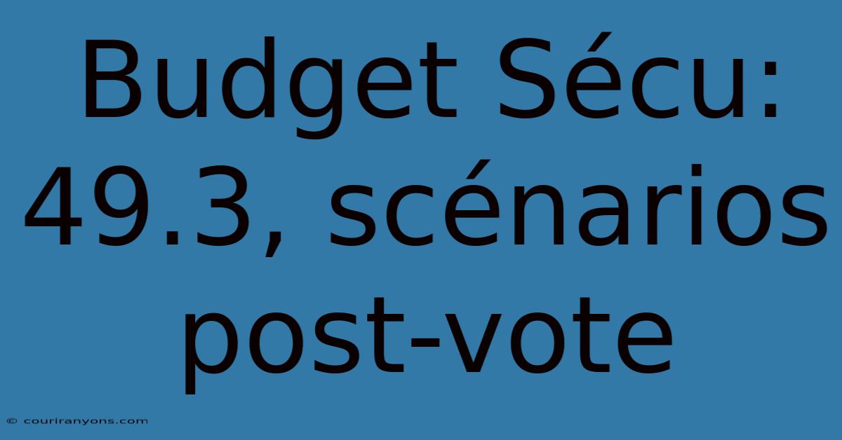 Budget Sécu: 49.3, Scénarios Post-vote