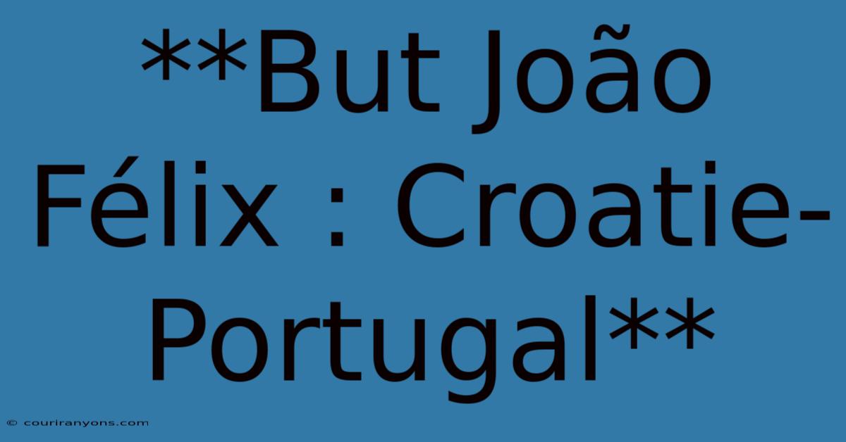 **But João Félix : Croatie-Portugal**