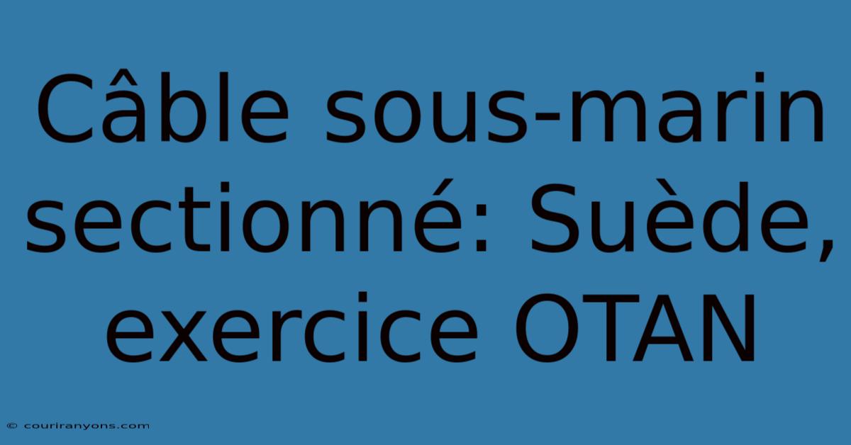 Câble Sous-marin Sectionné: Suède, Exercice OTAN