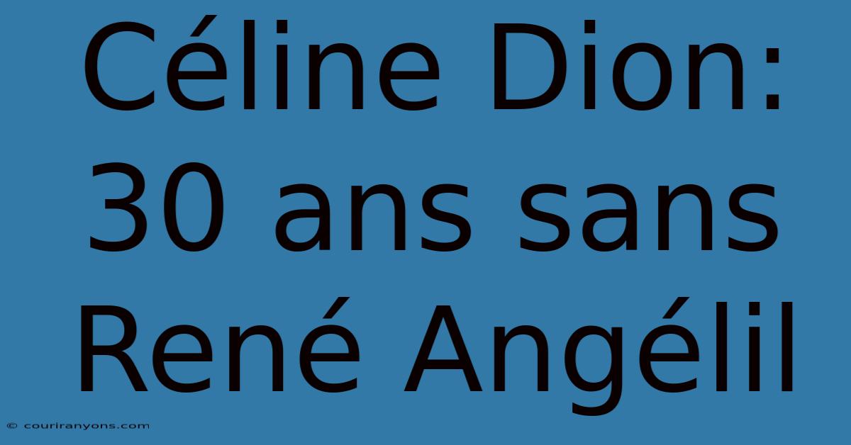 Céline Dion: 30 Ans Sans René Angélil