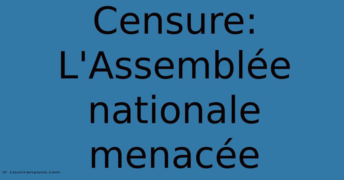 Censure: L'Assemblée Nationale Menacée