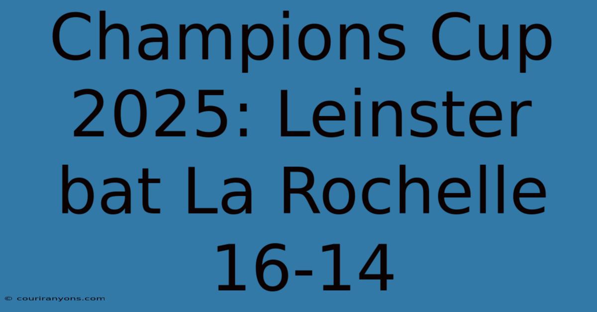 Champions Cup 2025: Leinster Bat La Rochelle 16-14