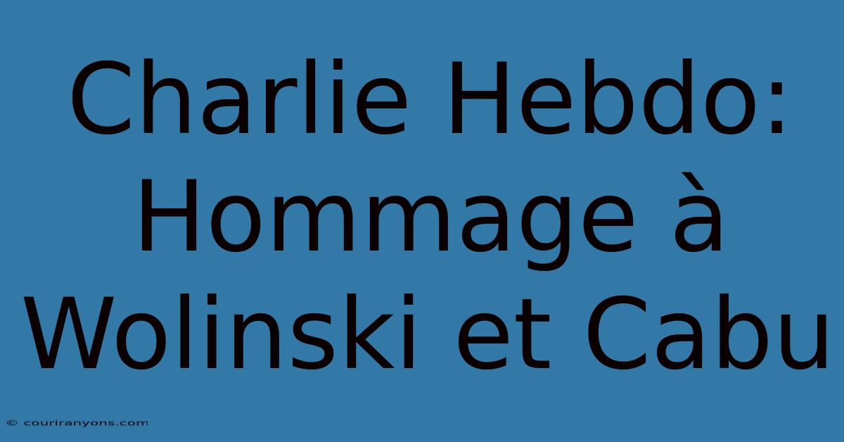 Charlie Hebdo: Hommage À Wolinski Et Cabu